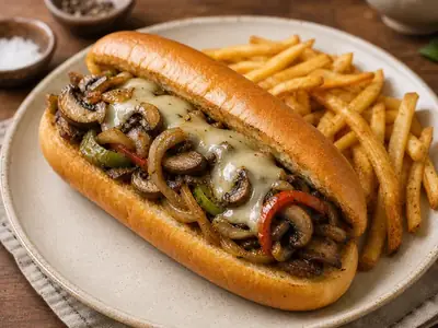 Veggie Philly Cheesesteak (Mushroom + Cheese)