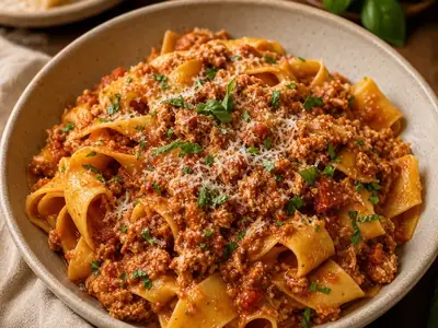 Chicken Bolognese with Pappardelle