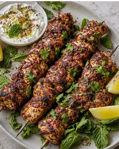 Sumac + Yogurt Chicken Skewers