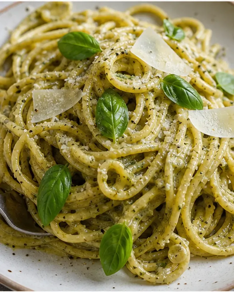 Egg + Pesto Pasta (Carbonara-Style)