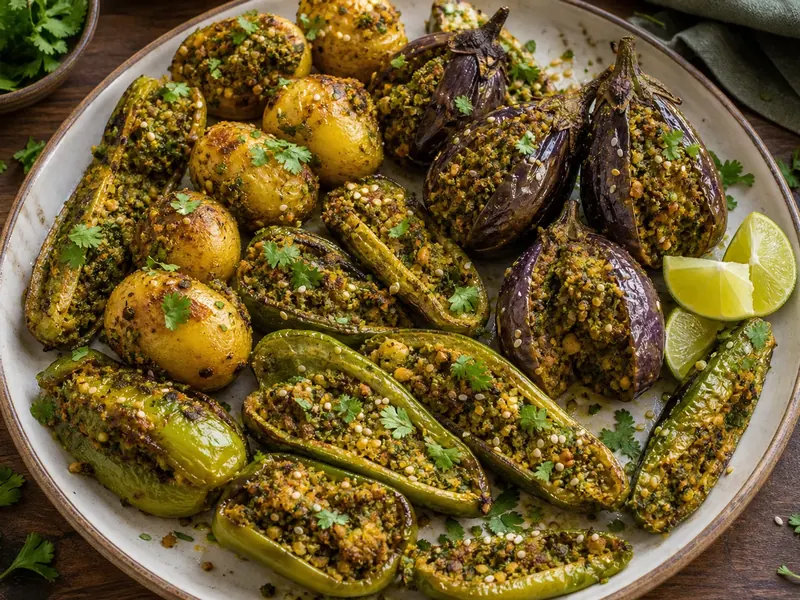 Baked Sambhariyu (Stuffed Mixed Vegetable)
