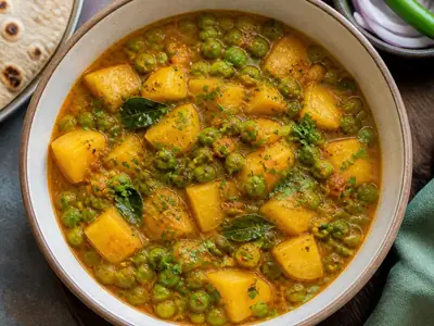 Gujarati Bateta Vatana Shaak (Potato-Pea Curry)