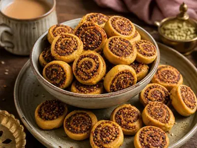 Bhakarwadi (Baked Pinwheel Snack)