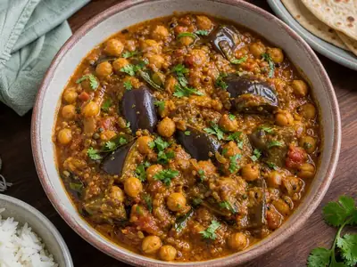 Chana Ringan Shaak (Chickpea Eggplant Curry)