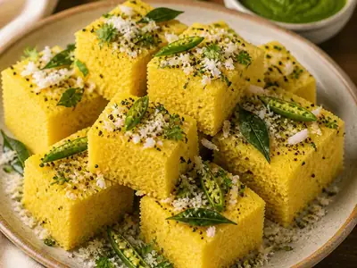 Khaman (Gujarati Steamed Yellow Dhokla)