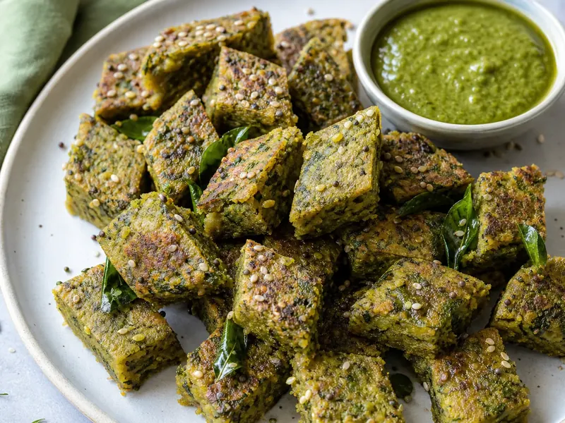 Kothmir Vadi (Steamed Coriander Cake)