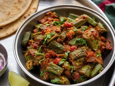 Tameta Bhindi Shaak (Tomato-Okra Sabzi)