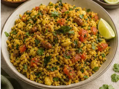 Tameta Poha (Tomato Poha with Peanuts)