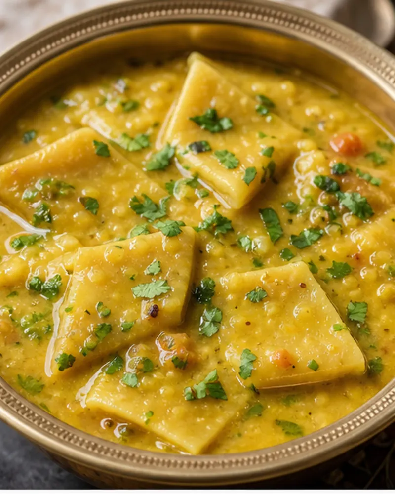 Gujarati Dal Dhokli (Spiced Lentil + Pasta)