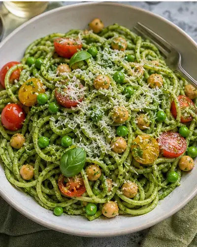 Zucchini Noodles with Pea Pesto