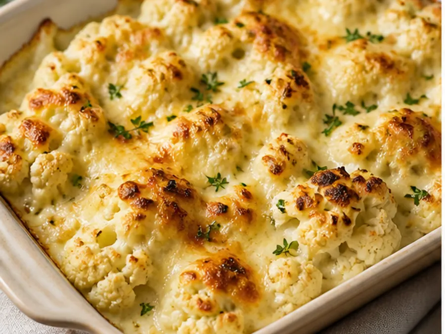 Keto Cauliflower Cheese Gratin