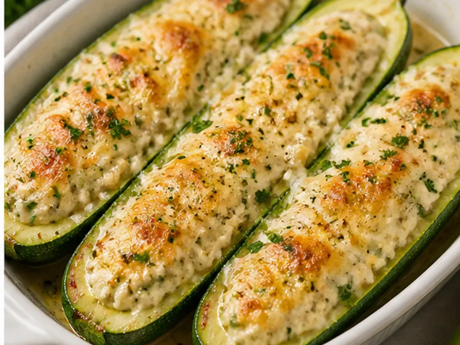 Keto Cheese-Stuffed Zucchini Boats