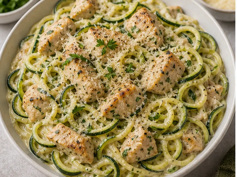 Keto Chicken Alfredo Zoodles