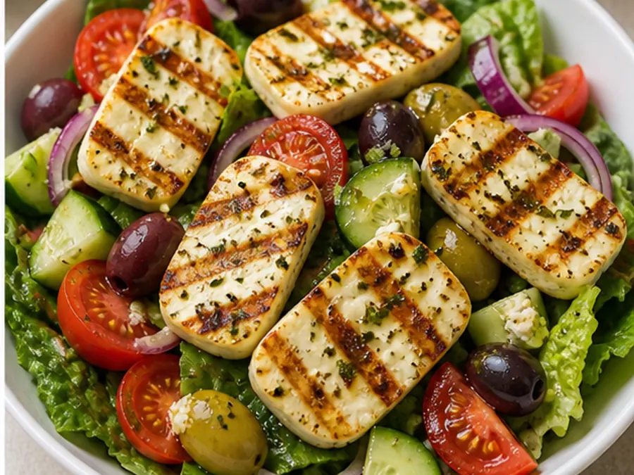 Keto Greek Halloumi Salad