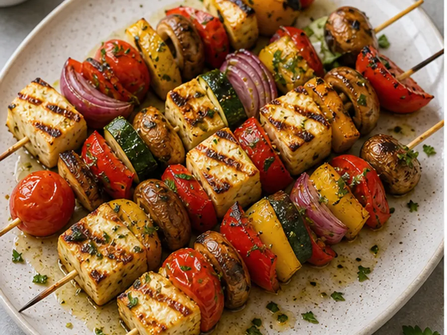 Keto Halloumi Veg Skewers