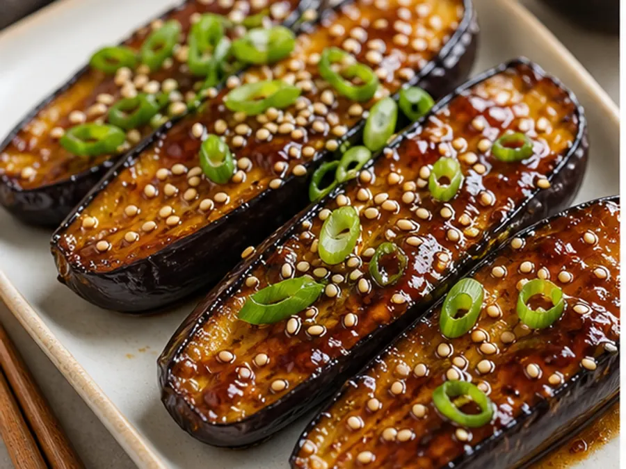 Keto Miso Glazed Eggplant