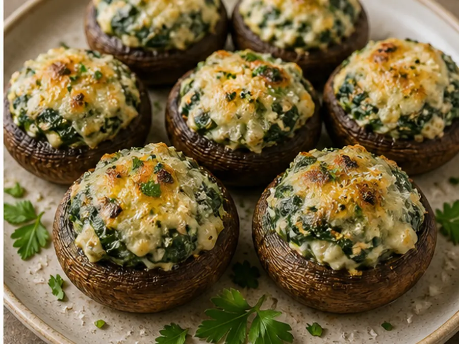Keto Spinach Ricotta Stuffed Mushrooms