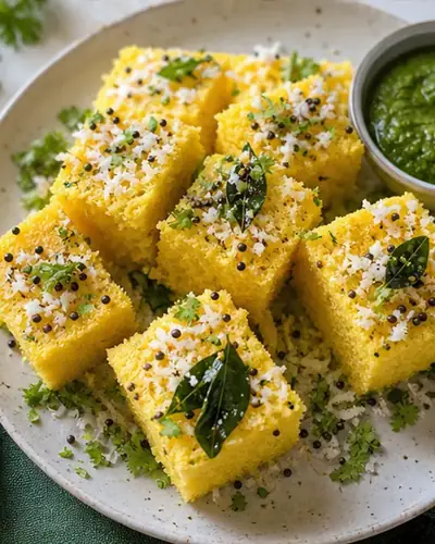 Khaman Dhokla (Steamed Gram Cake)