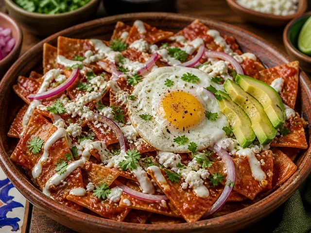 Vegetarian Chilaquiles Rojos