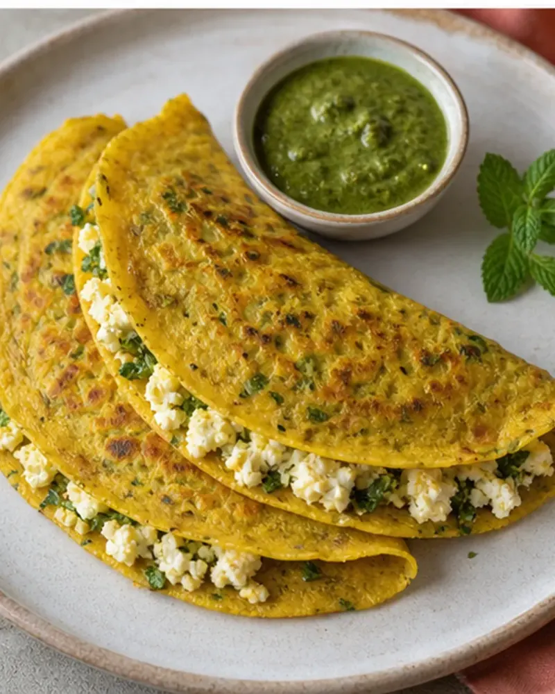 Moong Dal Chilla with Paneer
