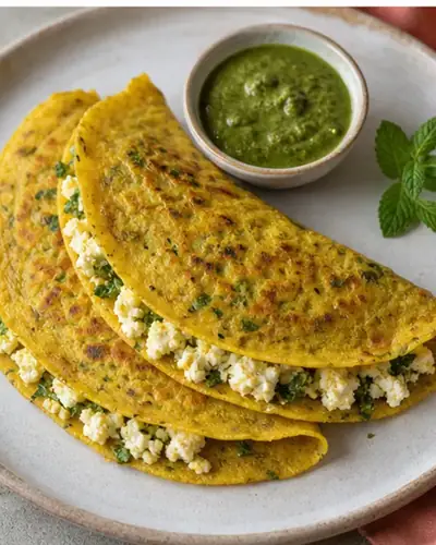 Moong Dal Chilla with Paneer