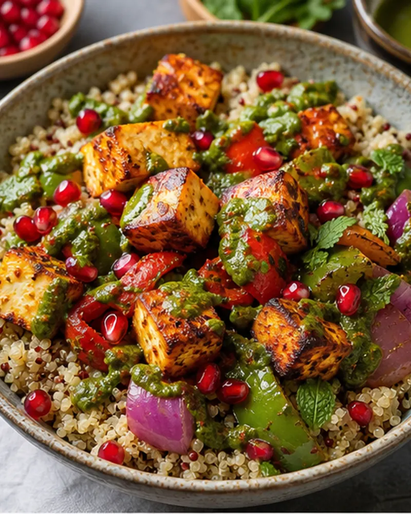 Vegetarian Paneer Tikka Quinoa Bowl