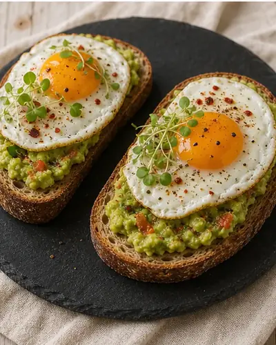 Sourdough Toast with Guacamole & Fried Egg