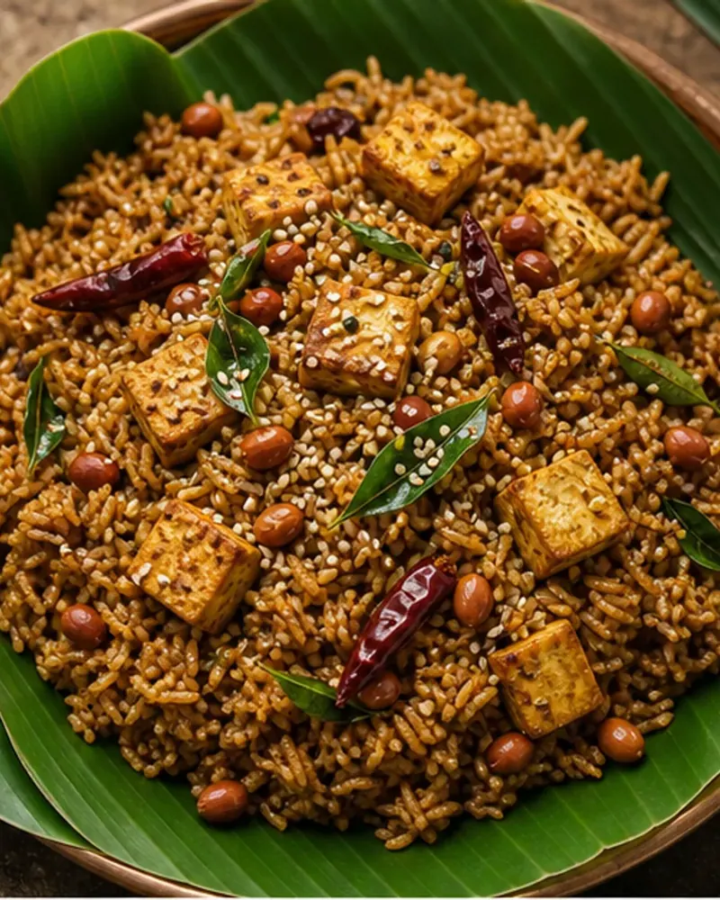 Puliyodarai (Tamarind Rice + Tofu)