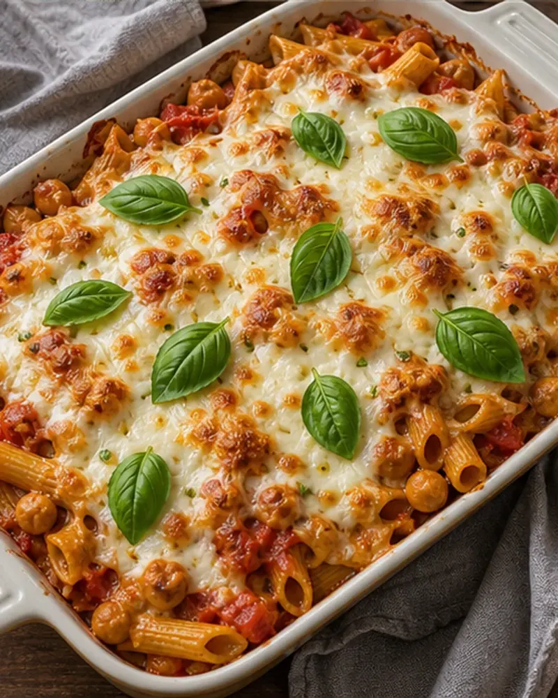 Veg + Chickpea Pasta Bake