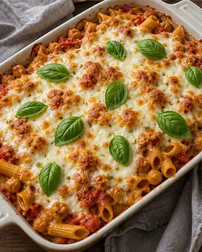 Veg + Chickpea Pasta Bake