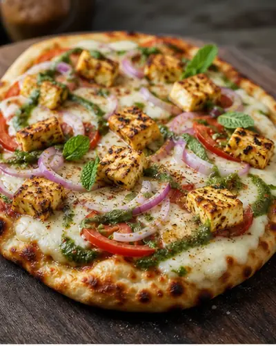 Paneer Naan Pizza