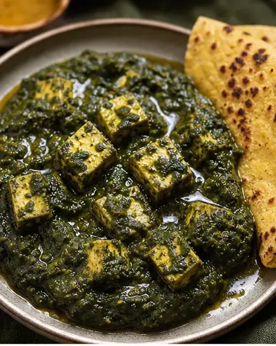 Tofu Saag (Tofu in Spinach + Mustard Greens)