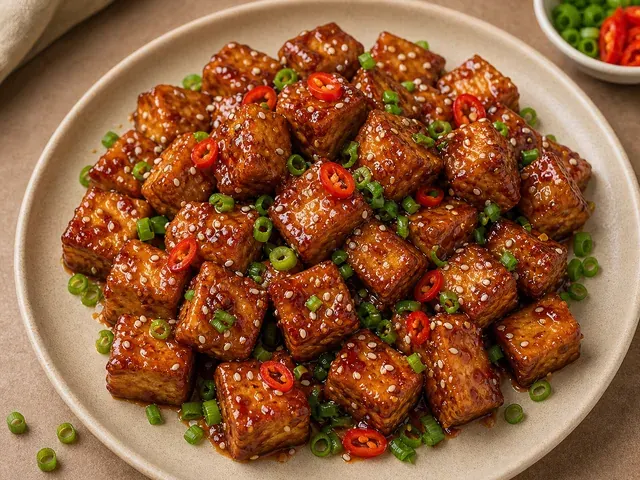 Sticky Maple-Chilli Tofu
