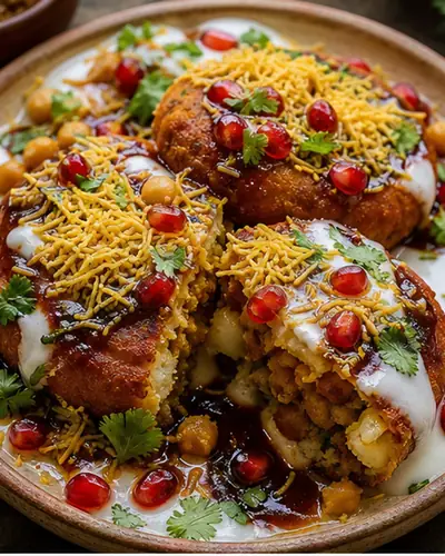 Stuffed Aloo Tikki Chaat