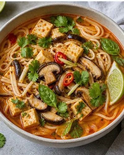 Vegan Thai Tom Yum Noodle Soup